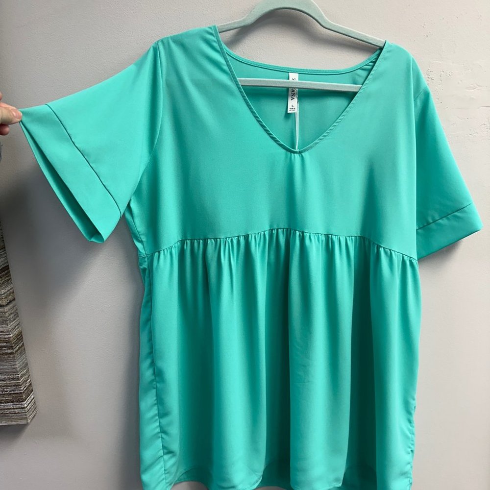 EMPIRE WAIST SHIRRING TUNIC-MINT